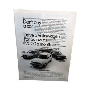 1985 Volkswagen Lease Ad - Golf Jetta Quantum Sedan Wagon Vintage VW Print